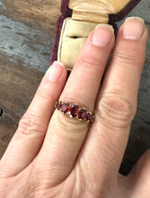 Load image into Gallery viewer, Almandine Garnet Five Stone Ring English 9k