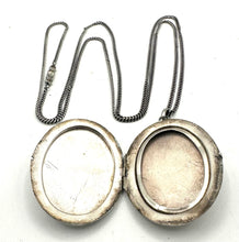 Load image into Gallery viewer, Art Deco Sterling Silver Oval Locket AN monogram