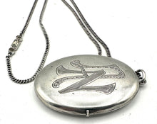 Load image into Gallery viewer, Art Deco Sterling Silver Oval Locket AN monogram