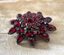 Load image into Gallery viewer, Victorian Bohemian Garnet Victorian Flower Pin Brooch