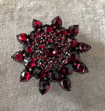 Load image into Gallery viewer, Victorian Bohemian Garnet Victorian Flower Pin Brooch