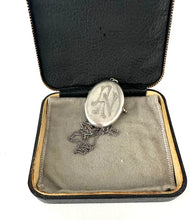 Load image into Gallery viewer, Art Deco Sterling Silver Oval Locket AN monogram
