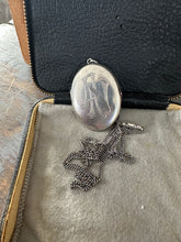 Load image into Gallery viewer, Art Deco Sterling Silver Oval Locket AN monogram