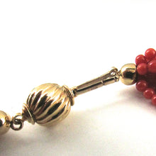 Load image into Gallery viewer, 18K Gold Coral Torsade Choker Necklace & Omega Earrings