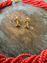 Load image into Gallery viewer, 18K Gold Coral Torsade Choker Necklace & Omega Earrings