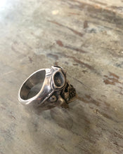 Load image into Gallery viewer, Sterling Silver Skull Ring with Goggles Vintage 80’s