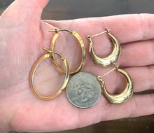 Load image into Gallery viewer, Vintage Etched Vermeil Sterling Gold Hoop Earrings