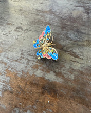 Load image into Gallery viewer, Vintage 800 Silver Enamel Butterfly Pin Brooch Blue