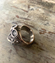 Load image into Gallery viewer, Sterling Silver Skull Ring with Goggles Vintage 80’s