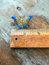 Load image into Gallery viewer, Vintage 800 Silver Enamel Butterfly Pin Brooch Blue