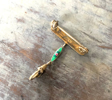 Load image into Gallery viewer, Vintage Green Enamel Watch Pin Guilloche Roses