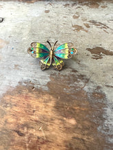 Load image into Gallery viewer, Vintage 800 Silver Enamel Butterfly Pin Brooch