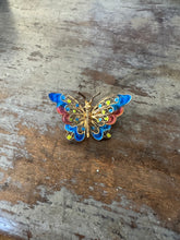 Load image into Gallery viewer, Vintage 800 Silver Enamel Butterfly Pin Brooch Blue
