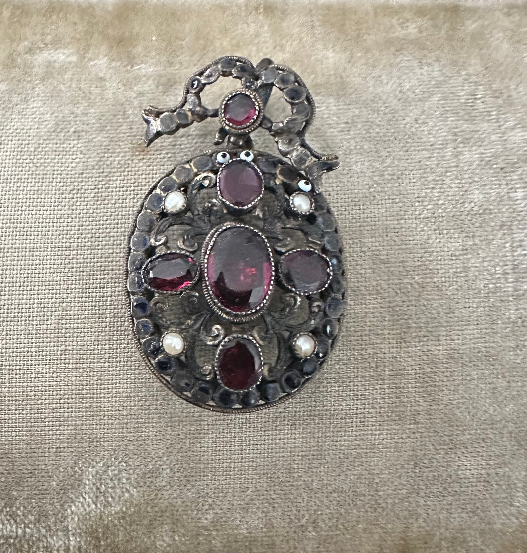 Rare Austro Hungarian Garnet Pearl Locket
