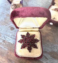 Load image into Gallery viewer, Bohemian Rosecut Garnet Star Brooch Victorian
