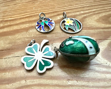 Load image into Gallery viewer, Enamel Silver Four Leaf Clover Shamrock Germany
