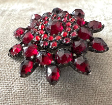 Load image into Gallery viewer, Victorian Bohemian Garnet Victorian Flower Pin Brooch
