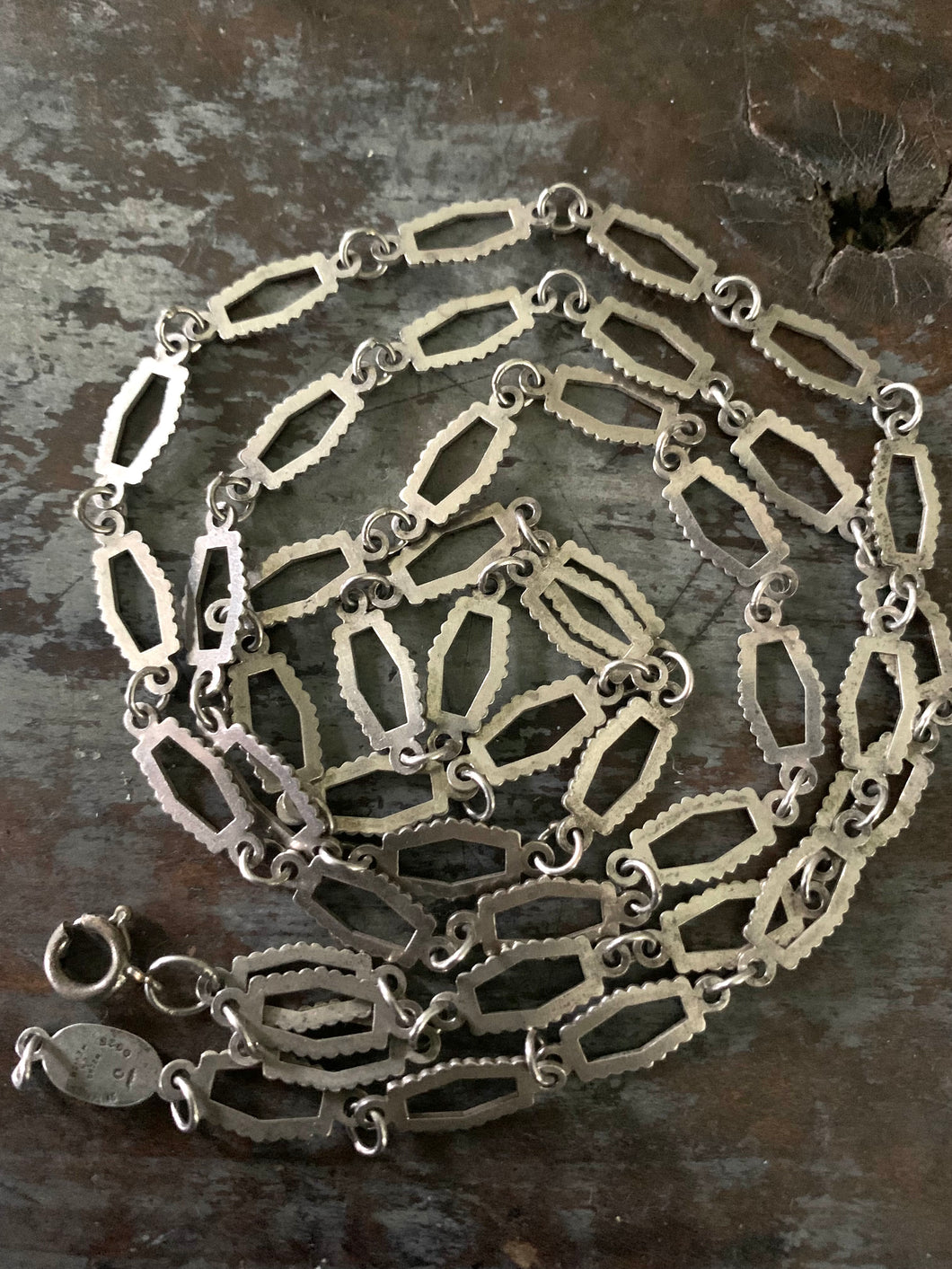 Vintage 925 Sterling Silver Mexican Chain Link Necklace
