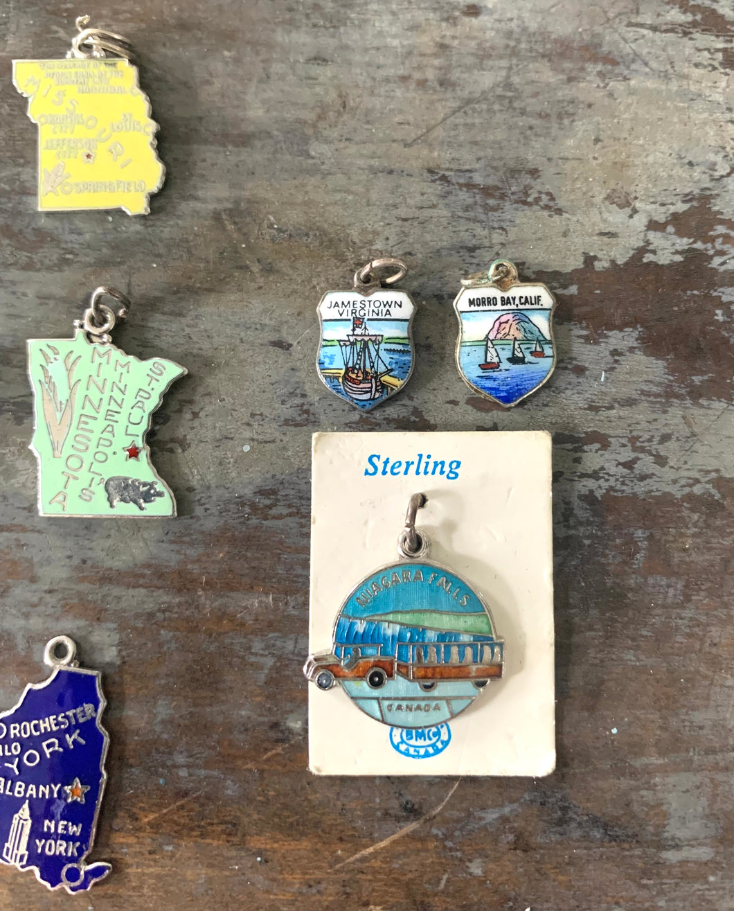 Vintage Enamel Travel US State Charm Niagara Falls Souvenir
