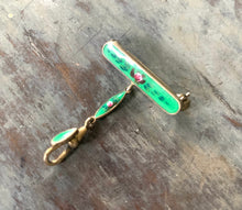 Load image into Gallery viewer, Vintage Green Enamel Watch Pin Guilloche Roses
