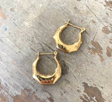 Load image into Gallery viewer, Vintage Etched Vermeil Sterling Gold Hoop Earrings

