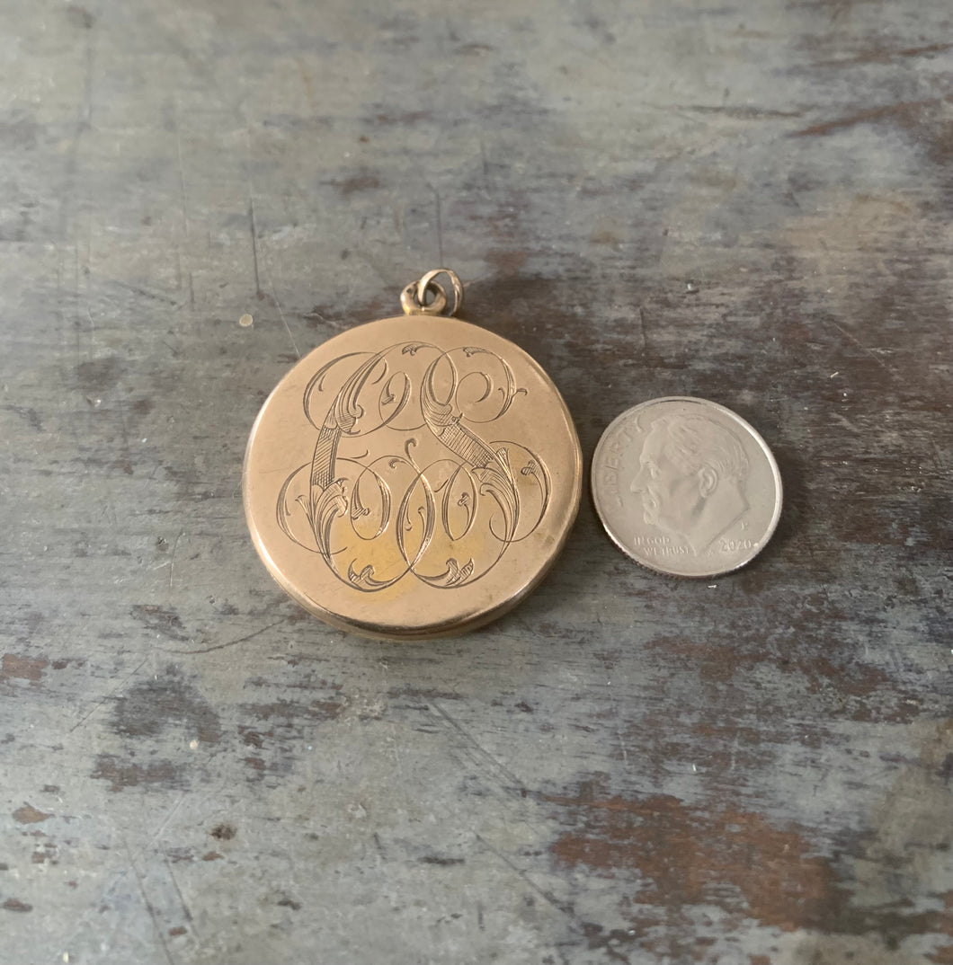 Edwardian Gold Filled CS Monogrammed Locket Pendant