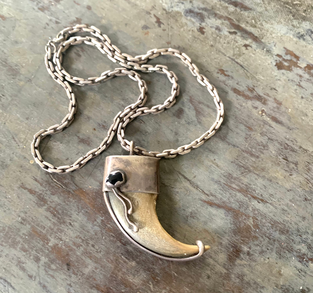Vintage Tigers Claw Pendant Sterling Silver Chain