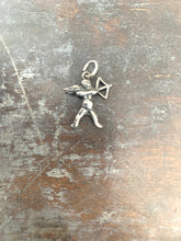 Load image into Gallery viewer, Vintage Sterling Silver Winged Cherub Putti Cupids Arrow Charm

