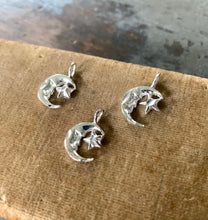 Load image into Gallery viewer, Vintage Sterling Silver Crescent Moon Star Charm
