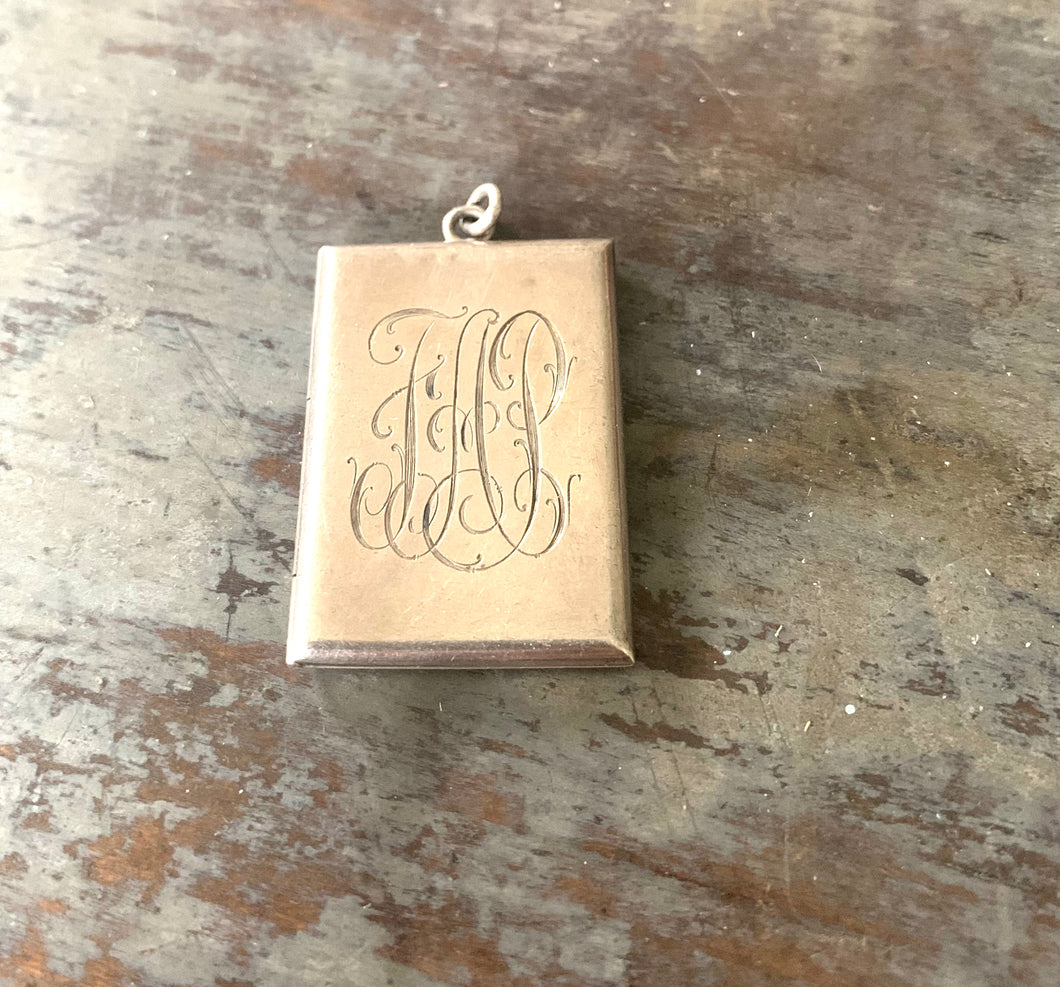 Sterling Silver Art Deco Locket Monogram FAP
