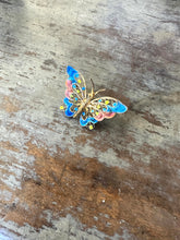Load image into Gallery viewer, Vintage 800 Silver Enamel Butterfly Pin Brooch Blue
