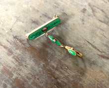 Load image into Gallery viewer, Vintage Green Enamel Watch Pin Guilloche Roses
